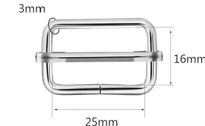 Sliding Bar Strap Buckle Metal Tri Glide Webbing Adjuster For Bags (25mmx16mm) • £2.39