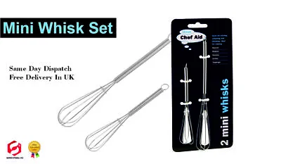 Chef Aid 2-Piece Mini Whisk Set Silver • £3.15