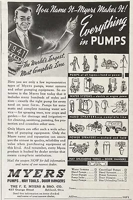 1941 Ad.(xg21)~f.e. Myers Bro. Co. Ashland Ohio. Myers Pumps Sprayers Tools • $6.49