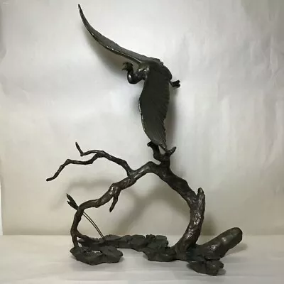 1998 Signed Limited Edition Mark Hopkins  Great Blue Heron  Bronze Sculpture • $875