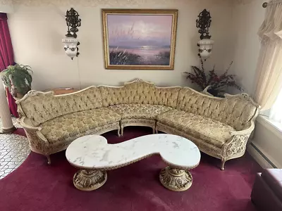 Vintage French Provincial 3-pc Sectional Sofa (boomerang Curved Shape) • $18400