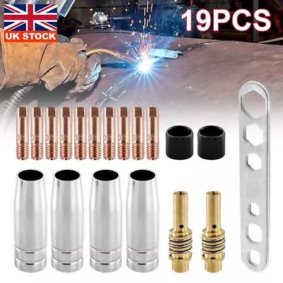 MB15 MIG WELDING CONSUMABLES KIT TORCH CONTACT TIPS NOZZLE SHROUD 14AK/15AK 19pc • £7.69