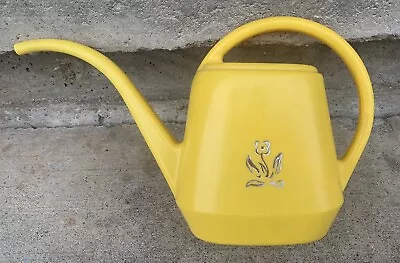 VINTAGE Gold Flower Small Yellow Hard Plastic Watering Can *GUC • $19.90