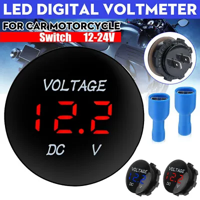 12-24V LED Digital Voltmeter Volt Meter Switch Car Battery Monitor Voltage Gauge • £4.79