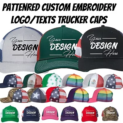 Ink Stitch Custom Logo Texts Stitching Logo Personalized Patterned Trucker Caps • $24.99