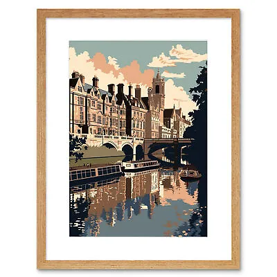 River Cam And University Of Cambridge Buildings Framed Art Print Picture 9X7 In • £15.99