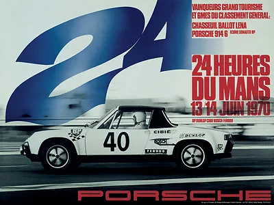 VINTAGE 1970 LE MANS PORSCHE AUTO RACING POSTER PRINT STYLE A 27x36 9MIL PAPER • $39.95