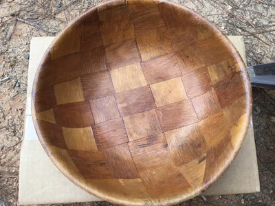 $7 • Buy Vintage Wood Bamboo Serving Salad Bowl