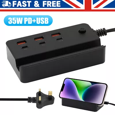 £11.99 • Buy Extension Lead W/ USB C PD 35W 5/6 USB Port 3 Way Power Strips Surge Protector
