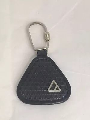 Vintage Triangular Liz Claiborne Black Leather Key Fob With Screw Lock Key Ring • $16.90