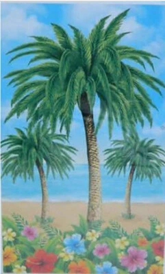 £7.55 • Buy LUAU Hawaiian Tropical Party Scene Setter Photo Backdrop PALM TREES Beach Island