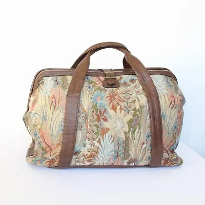 Vintage St Michael Floral Tapestry Carpet Holdall Bag Weekend Travel VGC • £36