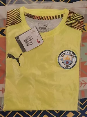 BNWT* Manchester City FC Yellow Training Shirts 19/20 Size S • £15.99