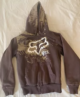 VINTAGE Fox Racing Sasquatch Hoodie Men's Size Small Brown Distressed Cuffs Cool • $54.95