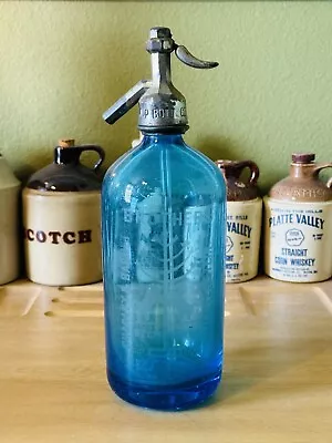 Vintage Blue Glass Seltzer Bottle Made In Czechoslovakia • $50