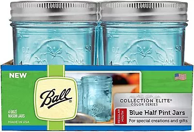 Ball Regular Mouth Elite Collection Half Pint Mason Jars With Lids And Bands • $53.99