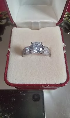 Woman Size 11 Silver 925 Moissanite Engagement Ring • $19.99