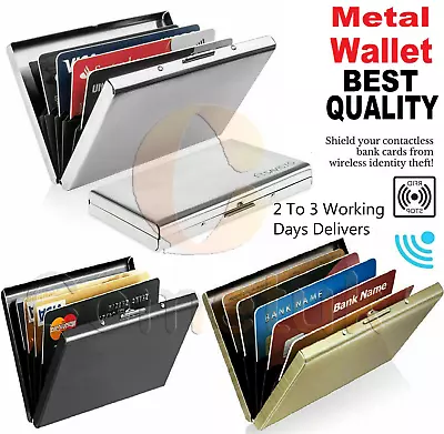 £3.55 • Buy RFID Blocking Credit Card Holders Aluminum Protector Metal Wallet Thin Case Box.