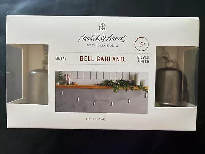 Hearth And & Hand Magnolia Metal Bell Garland Silver Finish 5  Holiday Christmas • $10