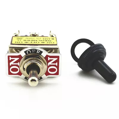 New Toggle Switch 6Pin DPDT 3 Position Momentary (ON)-OFF-(ON)  Waterproof Cap • $2.80