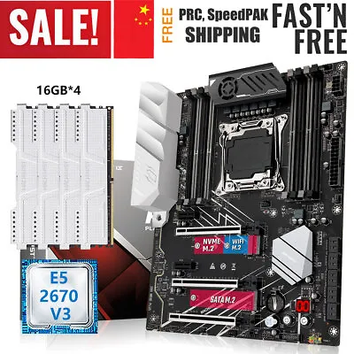 X99 Motherboard Xeon E5 2670 V3 CPU LGA 2011-v3 With 64GB DDR4 2133MHz RAM Combo • $259.99