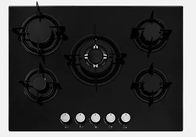 £110 • Buy Cookology GGH700BK 70cm Gas And Glass 5 Burner Hob With Enamel Pan Supports