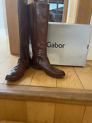 Gabor Brown Leather Size 40 Knee High Boots . Beautiful Quality Low Heel.  • £25