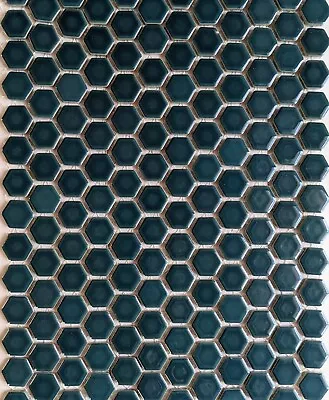 Dark Teal Green Hexagon Porcelain Mosaic Tile For Wall Floor Pool Tile • $13.95