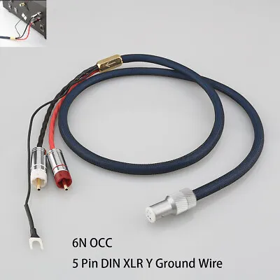 6N OCC Audio Phono Tonearm Cable RCA Female To 2male 5 Pin DIN XLR Y Ground Wire • $35.74