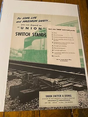 Vintage 1952 Union Switch & Signal Company Railroad Switcher Train Ad • $17.08