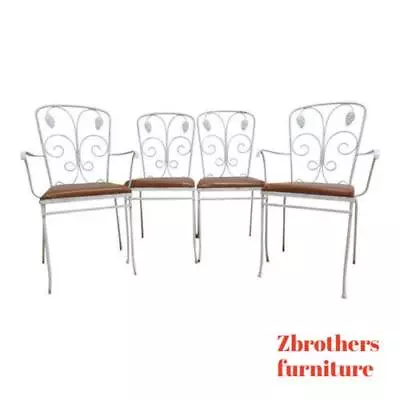 4 Vintage Mid Century Outdoor Patio Porch Dining Room Chairs • $458.10