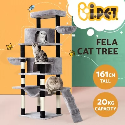 I.Pet Cat Tree Tower Scratching Post Scratcher 161cm Wood Condo House Play Bed • $102.95