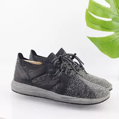 Earth Women's Blaze Sneaker Size 9 Shoe Black Leather Gray Knit Bungee Laces • $30.14