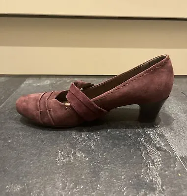 M&S Footglove Ladies Court Purple Suede Mary Jane Strappy Women’s Shoes Size 55 • £14.50