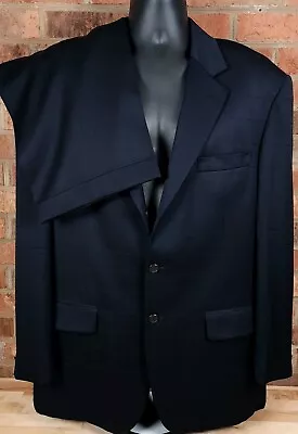 Gianni Versace 2005 Dark Blue Windowpane Wool 3 Button Suit 44L • $116.38