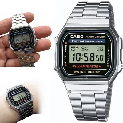 Retro Casual Classic Unisex Digital Steel Bracelet Watch-A168WA- Silver Gifts • $16.99