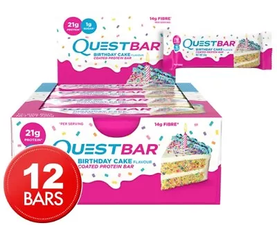 12 X Quest Protein Bar Birthday Cake 60g Gluten Free Formulated Sports Food • $126.70