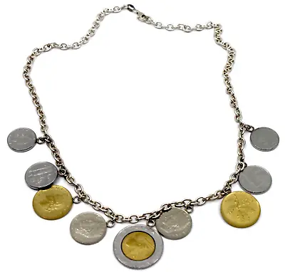 Milor Italy 925 Sterling Silver Chain Italian Lire Coin Charm Necklace 21  #51 • $134.99