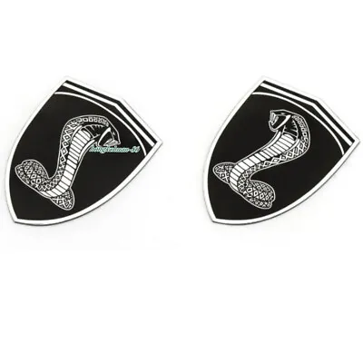 Pair 3D Snake Auto Fender Side Emblems Badge Sticker Black & Chrome For Shelby • $12.95