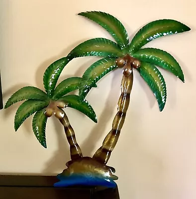 Tropical Coconut Palm Trees Metal Wall Art Sculpture Tiki Bar  Decor 18”x18” • $14.95