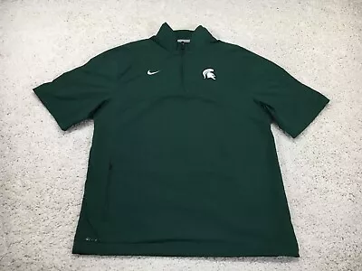 Michigan State Spartans Sweater Mens Small Green Nike College 1/4 Zip Logo • $14.44