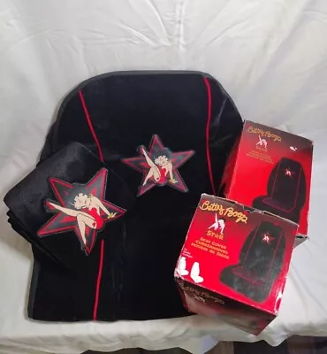 $49.99 • Buy Set Of Two 2 Car-Truck Seat Covers Betty Boop Star Red Dress Velvet Red Stripe