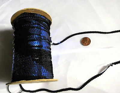 Dark Blue And Black Mirror Sequin Trim String Cord Flat Spangles 6mm Dance Strip • £1.31