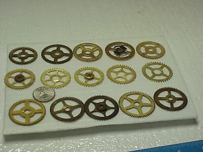 15 Used Assorted Design Brass Clock Gears Steampunk Altered Art Parts #21 • $16.50