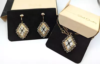 Vintage Earrings & Necklace Set Sarah Coventry Candlelite  Gold Filigree W Box • $19.95