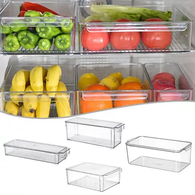 Refrigerator Food Storage Containers Organizer Bin With Lid Vegetable Fruit Meat • $14.47