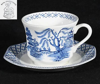 Royal Staffordshire J&G Meakin Willow Octagon Cup 2 3/4  Tall Saucer 5 5/8  • £7.70