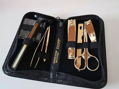 New Vintage DOPP Mens Genuine Leather Manicure And Shaving Set GOLD PLATED • $69