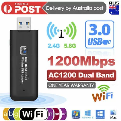 $13.99 • Buy AC1200 1200Mpbs USB 3.0 Wireless WiFi Network Receiver Adapter 5GHz Dual Band 