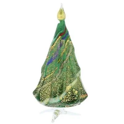 Glass Of Venice Murano Glass Christmas Tree Standing Sculpture - Green And Gold. • $84.95